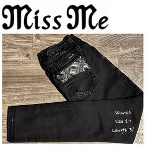 Black MISS ME Embellished Skinny Jeans Size 27